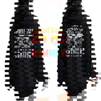 Last Day Of School Retro Schools Out For Summer Teacher Boys Women Oversized Hoodie Back Print - Thegiftio UK