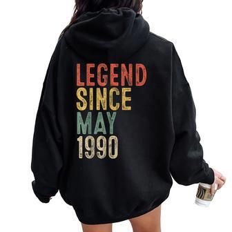 Legend 1990 35Th Birthday For 35 Year Old Women Oversized Hoodie Back Print - Thegiftio UK
