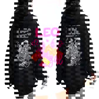 Leo Girl Birthday Sneakers Zodiac Sign Bday Girl Women Oversized Hoodie Back Print | Mazezy