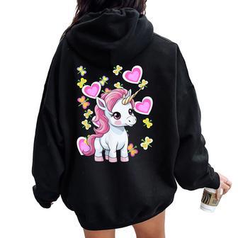 Licorne Licorne Enfant Fille Créature Mythique Anniversaire Sweat à capuche oversize pour femme avec imprimé dans le dos - Cadeauxyz