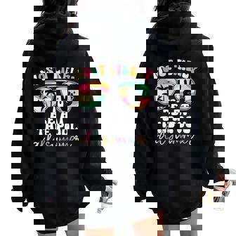 Most Likely To Be At The Pool All Summer End Of Year Teacher Women Oversized Hoodie Back Print - Thegiftio UK