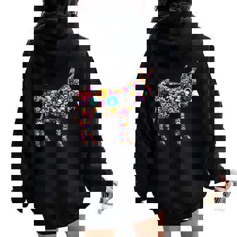 Lindo Burro De Flores Enerano Burro Floral Women Oversized Hoodie Back Print - Regaloses