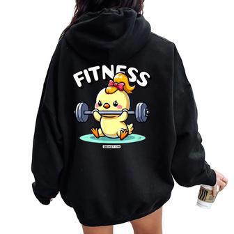 Lindo Polluelo Fitness Entrenamiento Divertido Es Gimnasio Entrenamiento Women Oversized Hoodie Back Print - Regaloses