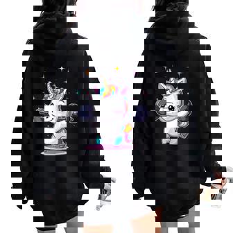 Lindo Unicornio Levantamiento De Pesas Fitness Gimnasio Es Niñas Elevación Potencia In Mangas Women Oversized Hoodie Back Print - Regaloses