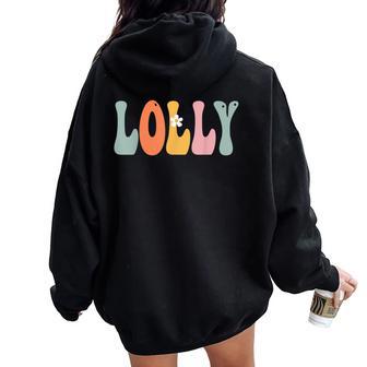 Lolly Retro Groovy Print Mom Cute Mother's Day Grandma Women Oversized Hoodie Back Print - Thegiftio UK
