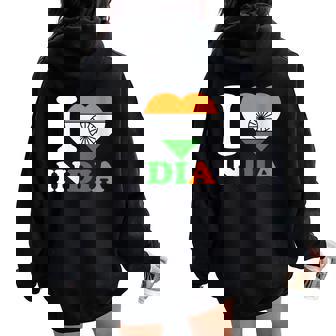 I Love India Drapeau Indien En Forme De Cœur Sweat à capuche oversize pour femme avec imprimé dans le dos - Cadeauxyz