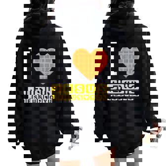 I Love Jesus Waffle Heart Christian Breakfast Women Oversized Hoodie Back Print | Seseable CA