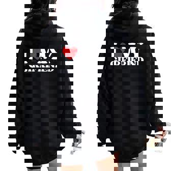 I Love My Girlfriend I Heart My Gf バレンタインデー レディース オーバーサイズ パーカー バックプリント - Kawaiitshirt