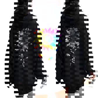 Love Is Love Rainbow Sunflower Lgbt Gay Lesbian Pride Women Oversized Hoodie Back Print - Thegiftio
