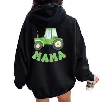 Mama Of The Birthday Boy Tractors Farm Trucks Family Party Women Oversized Hoodie Back Print - Thegiftio UK