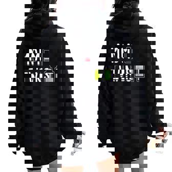 Mamá Cansada De Gemelos I Twin Mom I Mamá Gemela Women Oversized Hoodie Back Print - Regaloses