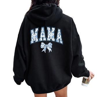 Mama Coquette Bow Toile Floral Top Women Oversized Hoodie Back Print - Thegiftio UK