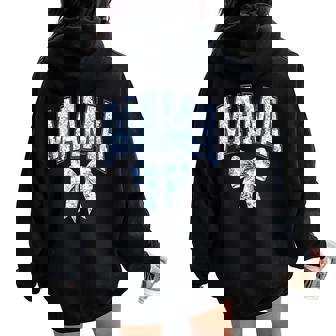 Mama Coquette Toile Blue Bow Floral Family Matching Women Oversized Hoodie Back Print | Mazezy