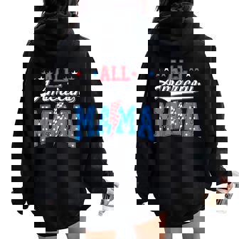 Mama Dada Mini 4Th Of July All American Family Matching Mom Women Oversized Hoodie Back Print - Thegiftio UK