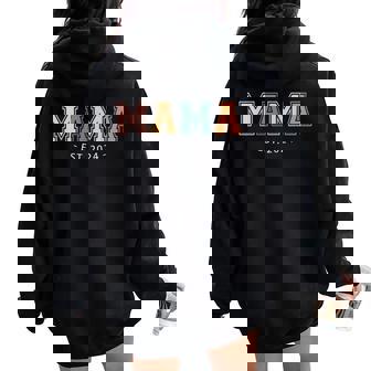 Mama Est 2024 Promoted Mother's Day Women Oversized Hoodie Back Print - Thegiftio