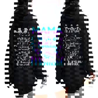 Mama Of The Birthday マーメイドファミリーマッチング レディース オーバーサイズ パーカー バックプリント - Kawaiitshirt