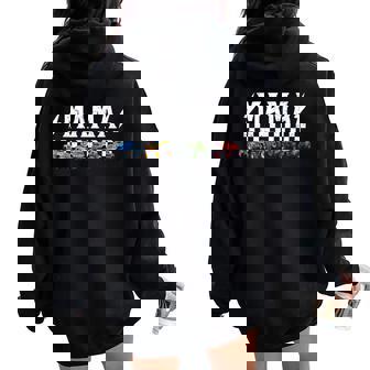 Mama Retro Monster Truck Family Crew Birthday Matching Women Oversized Hoodie Back Print - Thegiftio UK