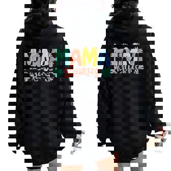 Mama Saurus Dinosaur Birthday Family Matching Women Oversized Hoodie Back Print | Mazezy