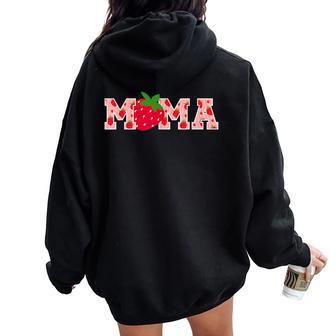 Mama Strawberry First Birthday Party Strawberry Women Oversized Hoodie Back Print - Thegiftio UK