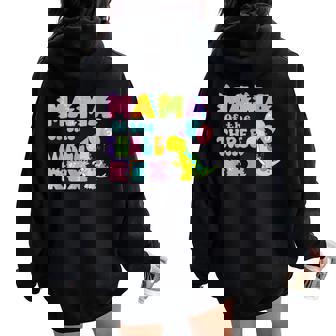 Mama Of The Three Rex Birthday Dinosaur Family Matching Women Oversized Hoodie Back Print - Thegiftio