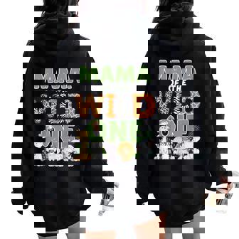 Mama Of The Wild One 1St Birthday Safari Family Matching Women Oversized Hoodie Back Print - Thegiftio