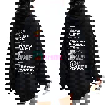 Manger Sleep Anime Répéter Kanji Kawaii Otaku Anime Girl Sweat à capuche oversize pour femme avec imprimé dans le dos - Cadeauxyz