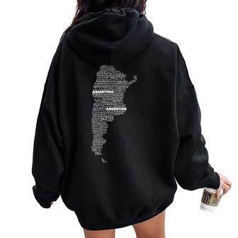 Mapa Argentina Argentina En Idiomas Del Mundo Women Oversized Hoodie Back Print - Regaloses