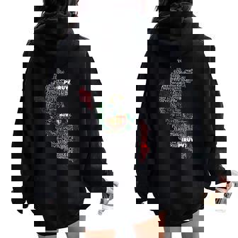 Mapa De La Bandera De Perú Piruw Piruwxa Perú En Idiomas Del Mundo Women Oversized Hoodie Back Print - Regaloses