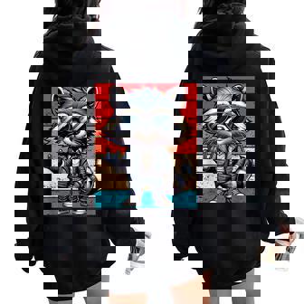 Mapache Retro Rock Música Hombres Niños Es Divertido Mapacheintage Women Oversized Hoodie Back Print - Regaloses