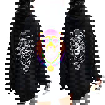 Mardigator Mardi Gras Lion Costume Mardi Gras Women Oversized Hoodie Back Print - Thegiftio