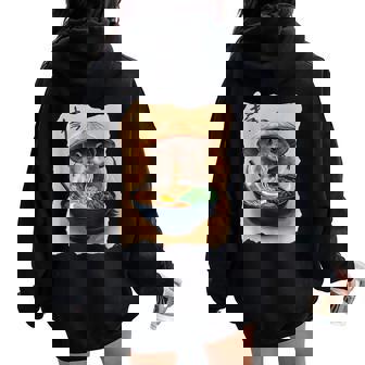 Marmot Marmotte Japonaise Homme Kawaii Mangeant Ramen Sweat à capuche oversize pour femme avec imprimé dans le dos - Cadeauxyz