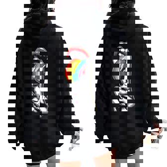 Masc Lesbian Stuff Tongue Rainbow Gay Pride Ally Lgbtq Adult Women Oversized Hoodie Back Print | Mazezy