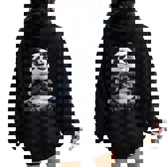 Méditation Zen Panda Pour La Paix Sweat à capuche oversize pour femme avec imprimé dans le dos - Cadeauxyz