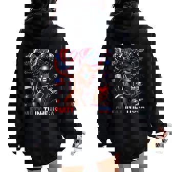 Melanin Afro 4Th Of July Party In The Usa Black Girl Us Flag Women Oversized Hoodie Back Print - Thegiftio