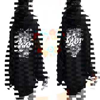 Mema Floral Heart Flower Mother's Day Vintage Retro Women Oversized Hoodie Back Print | Mazezy