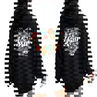 Memaw Floral Heart Flower Mother's Day Vintage Retro Women Oversized Hoodie Back Print | Mazezy