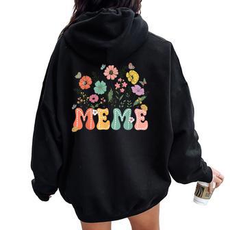 Meme For Grandma Wildflower Floral Women Women Oversized Hoodie Back Print - Thegiftio UK