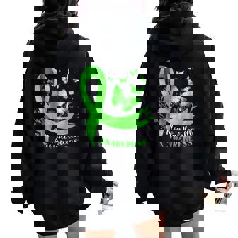 Mental Health Awareness Butterfly Green Ribbon Women Oversized Hoodie Back Print | Mazezy