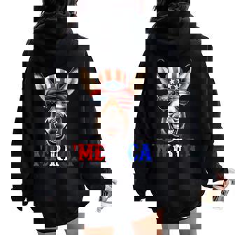 Merica Mule Donkey Patriotic 4Th Of July 面白い キッズ メンズ レディース レディース オーバーサイズ パーカー バックプリント - Kawaiitshirt