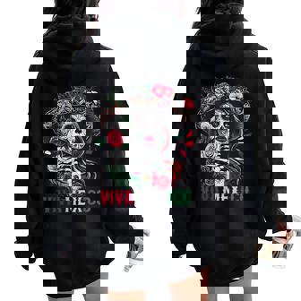 Mexican Independence Day Sugar Skull Viva Mexico Women Women Oversized Hoodie Back Print | Mazezy