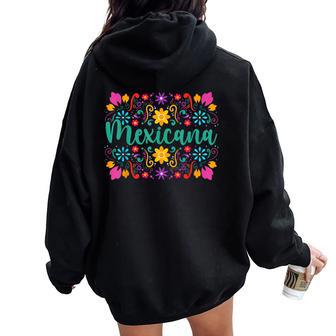 Mexicana Latina Mexican Girl Flowers Mexico Woman Women Oversized Hoodie Back Print - Thegiftio UK