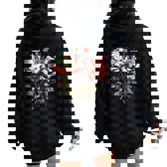 Mexico Usa Flag Mexican Flag American Flag Rose Flower Women Women Oversized Hoodie Back Print - Thegiftio