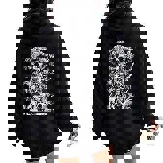 Mexico Vintage Skeleton Tequila Dia De Los Muertos Mexican Women Oversized Hoodie Back Print - Thegiftio