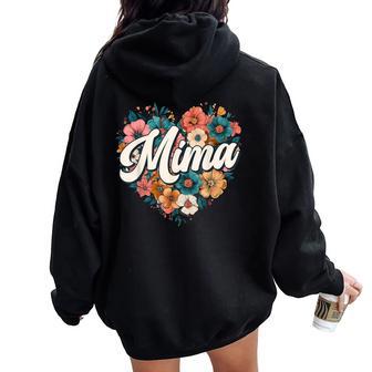 Mima Floral Heart Flower Mother's Day Vintage Retro Women Oversized Hoodie Back Print - Thegiftio UK