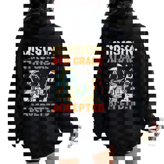Mission Fourth 4Th Grade Accepted Astronaut Back To School Women Oversized Hoodie Back Print | Mazezy
