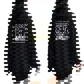 Mississippi Delta Blues Intage Retro Envejecida Women Oversized Hoodie Back Print - Regaloses