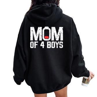 Mom Of 4 Boys Battery Low Mama Of 4 Boys Mother's Day 2024 Women Oversized Hoodie Back Print - Thegiftio UK