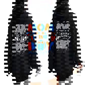 Mom Of The Birthday Boy Matching Family Blippy Women Oversized Hoodie Back Print - Seseable
