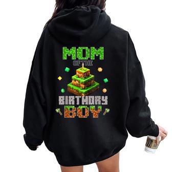 Mom Of The Birthday Boy Party Video Gamer Pixel Number Women Oversized Hoodie Back Print - Thegiftio UK