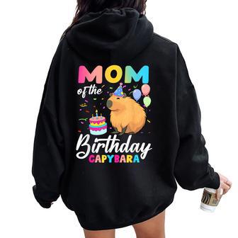 Mom Of The Birthday Capybara Girl Bday Party Family Women Oversized Hoodie Back Print - Thegiftio UK